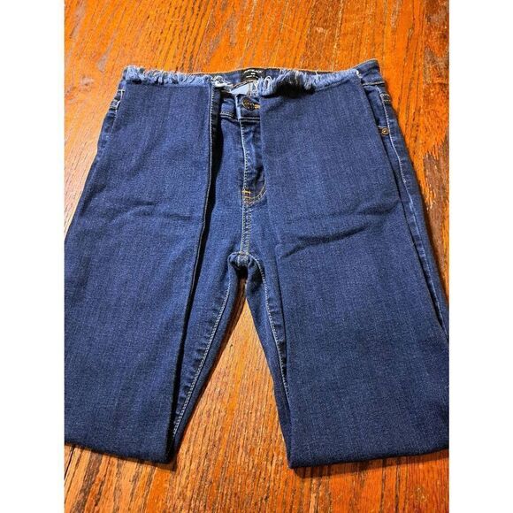 Waist 28 Just Black Skinny Stretch Denim Blue Jeans Raw Hem Pockets Belt Loops - Picture 3 of 4